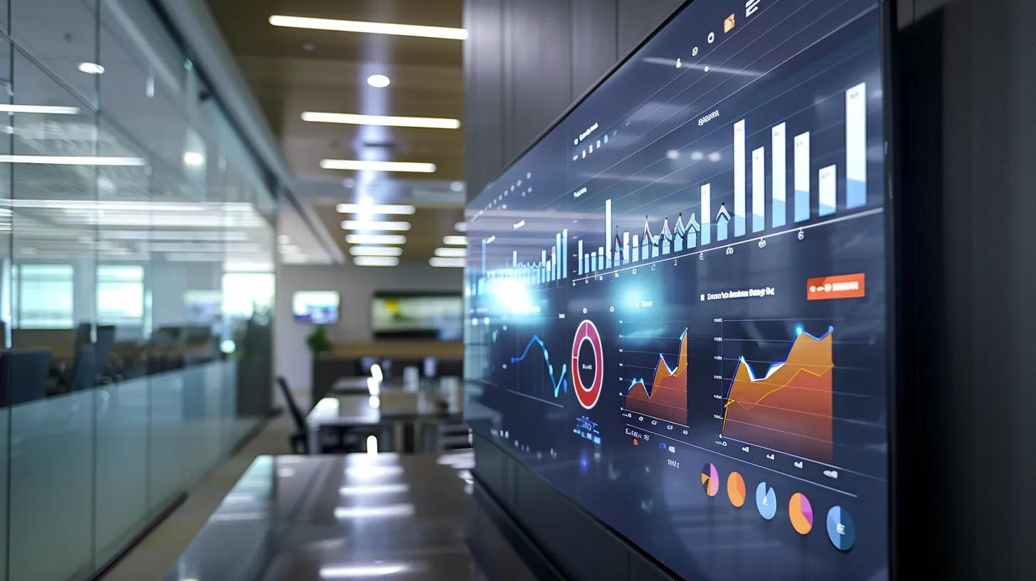 a modern, high-tech office workspace features a large digital display showcasing vibrant graphs and metrics of email campaign performance, illuminated by sleek overhead lighting, emphasizing the theme of data-driven marketing optimization. a modern, high-tech office workspace features a large digital display showcasing vibrant graphs and metrics of email campaign performance, illuminated by sleek overhead lighting, emphasizing the theme of data-driven marketing optimization.