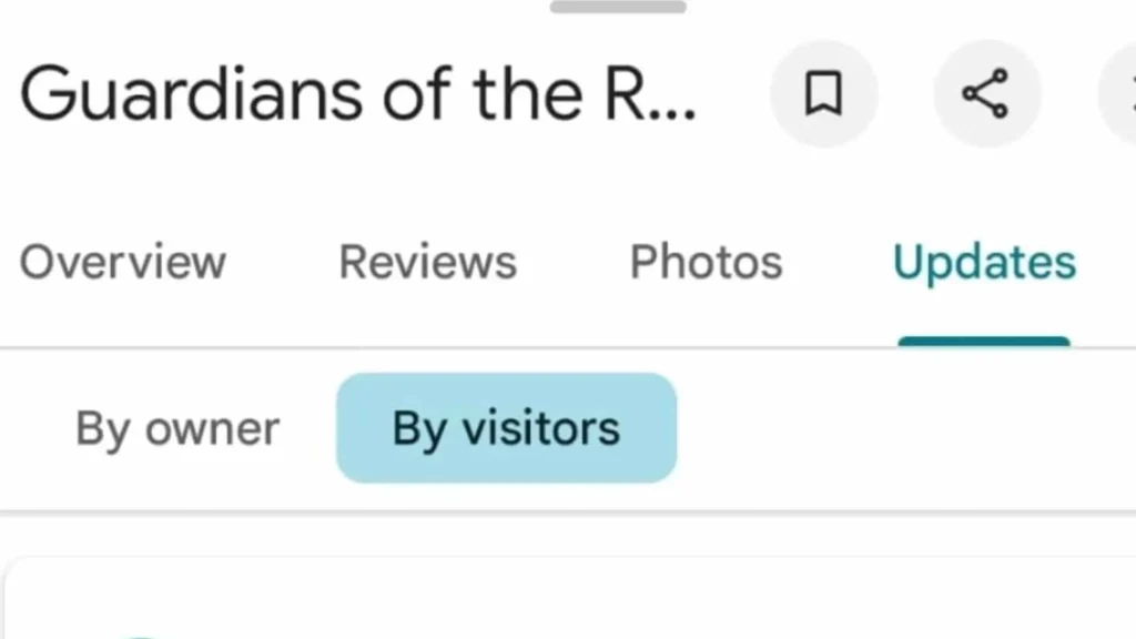 Screenshot showing Guardians of the Reef location on Google Maps with visitor updates