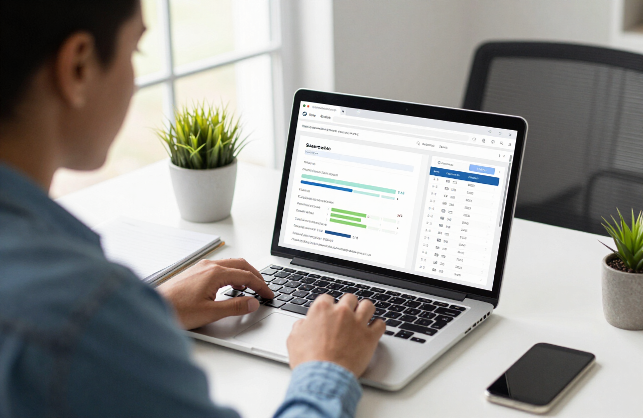 Small business owner and consultant planning SEO strategy and search visibility